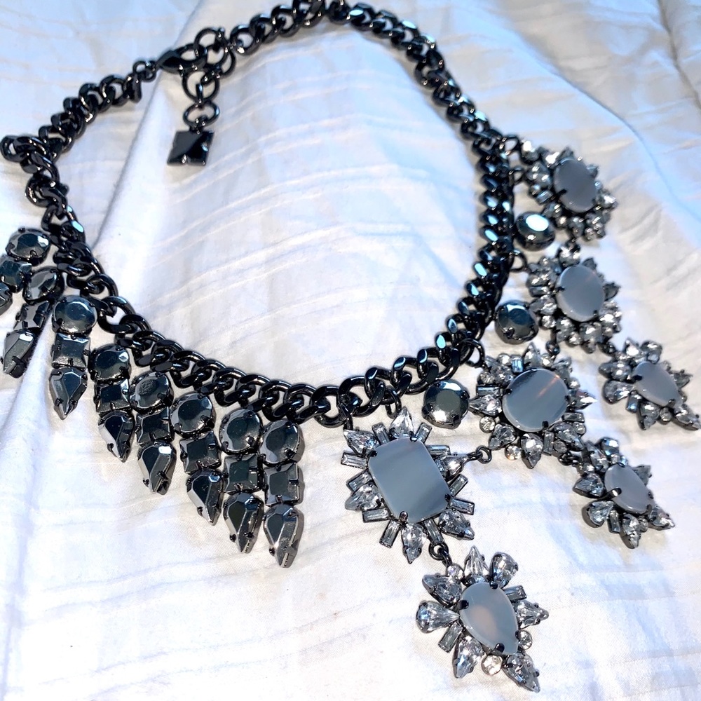 Black and light Blue stone Necklace